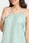 Zivame Coral Glaze Woven Knee Length Nightdress - Granite Green — thumbnail 5